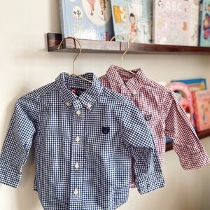 Chaps-  Kids Gingham Button Down Shirts - Blue Gingham & Plaid